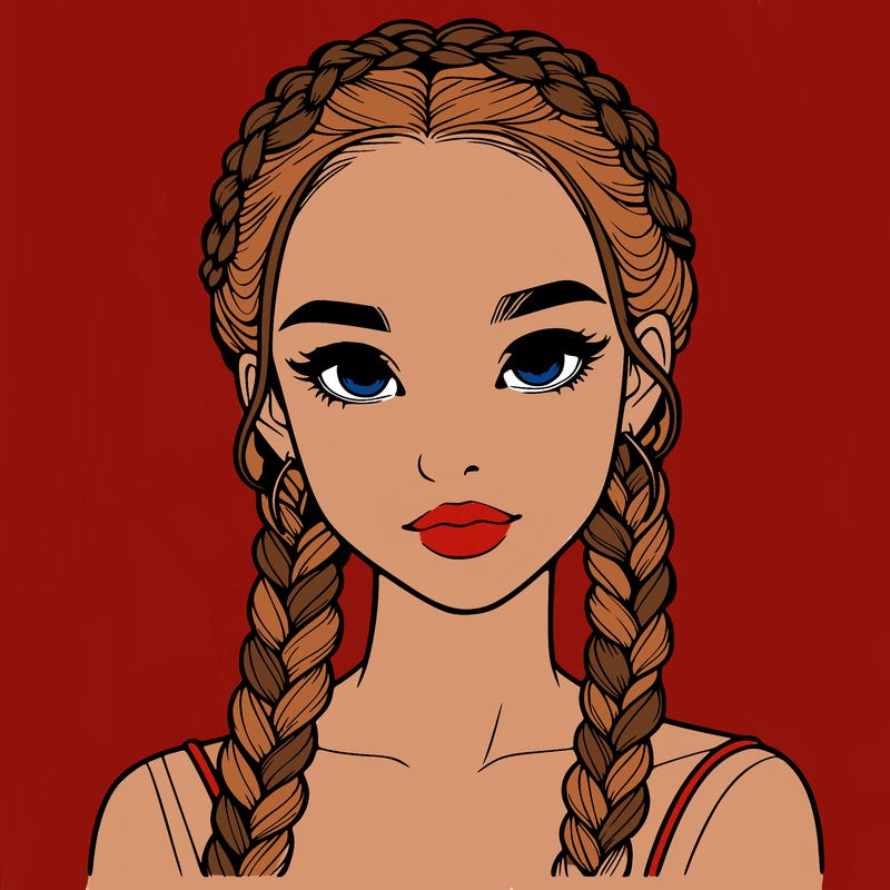 realistic girl with braids