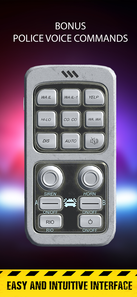 Emergency vehicle siren pro - Realistic 3D police siren remote control interface with various sound buttons