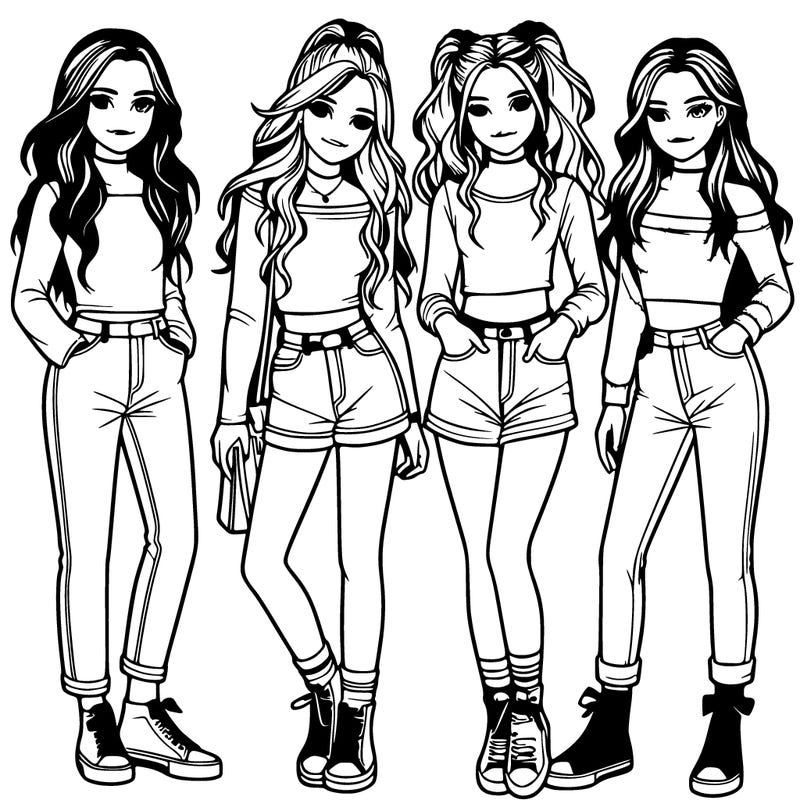 realistic four teenage girls