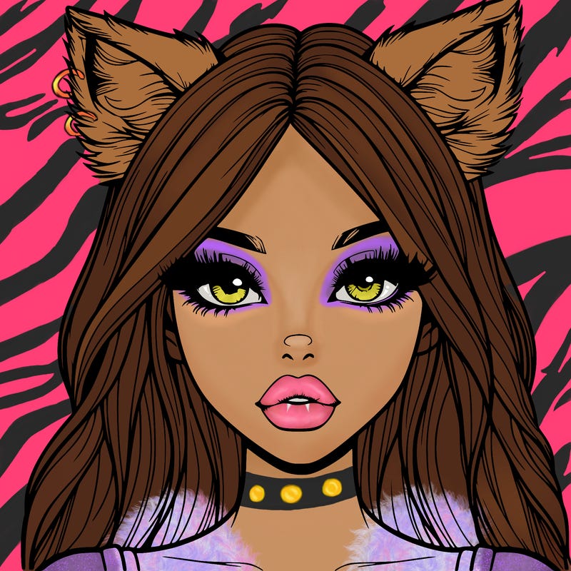 realistic girl with fox ears and realistic lips