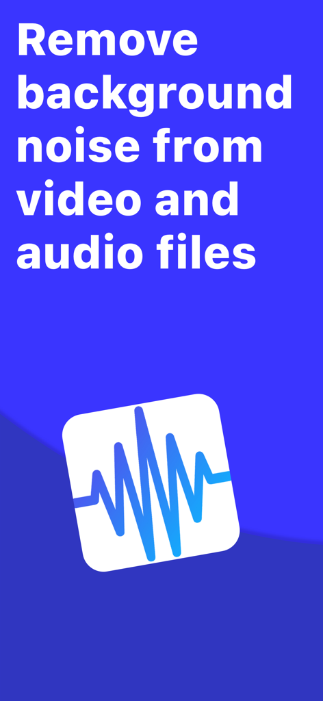 Screen showing text Remove background noise from video and audio files with a waveform icon