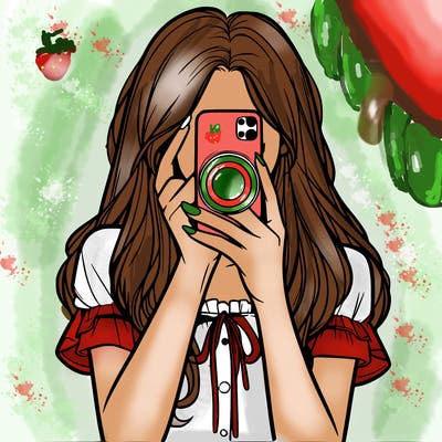 a realistic girl holding her phone taking pictures