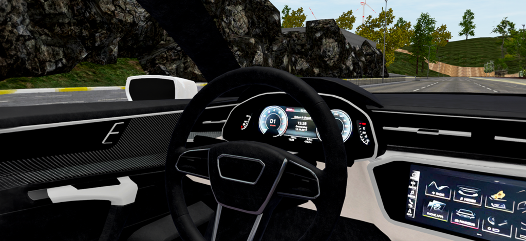 Fast&Grand - 3D Real Car Drive - Visão em primeira pessoa de um interior de carro realista e painel no jogo de direção Fast and Grand