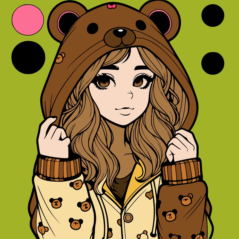 realistic girl in a animal pjs hoodie