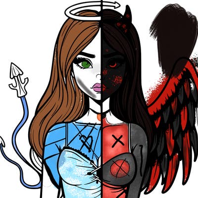 devil vs angel realistic girl