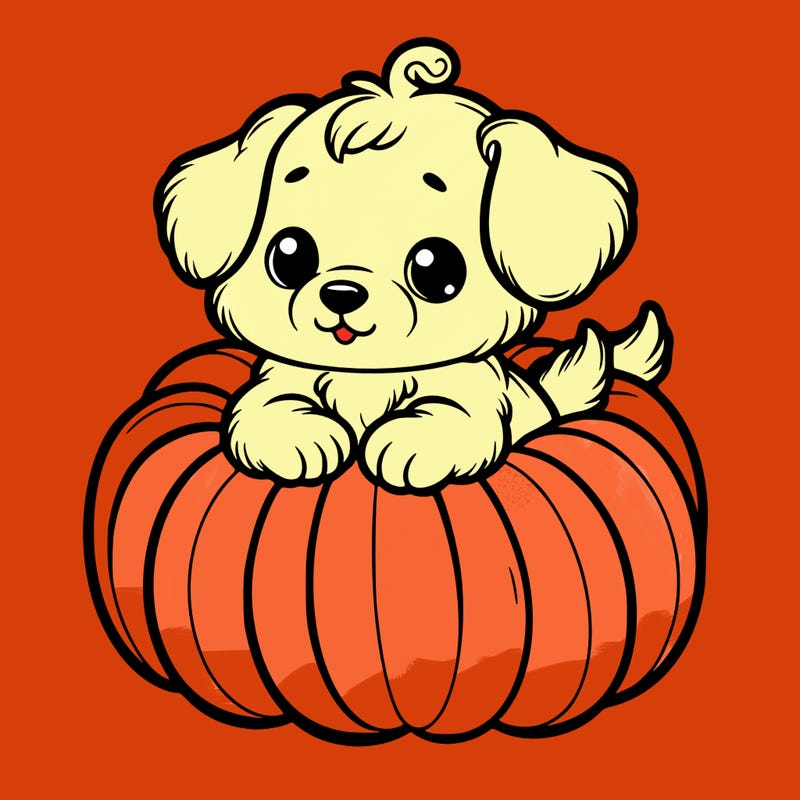 cute little puppy in a pumpkin