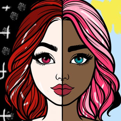 realistic girl split half