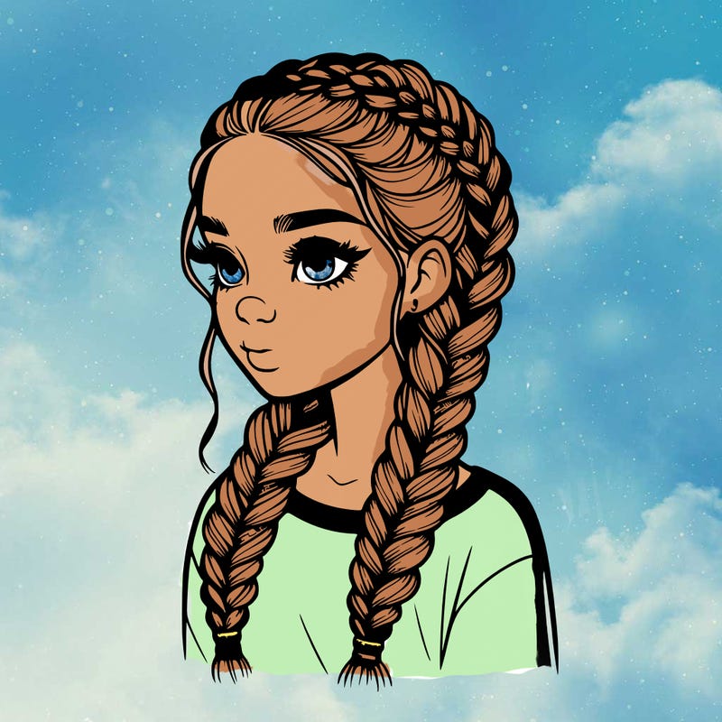 realistic girl with braids