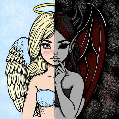 realistic angel half demon