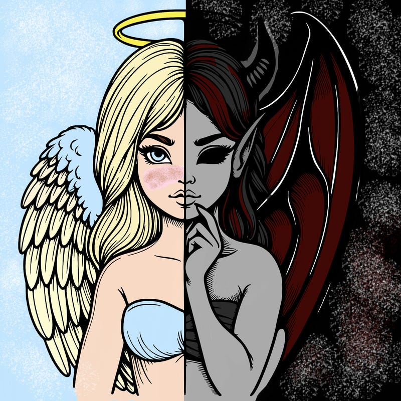 realistic angel half demon