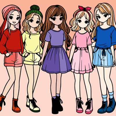 a group of five girls