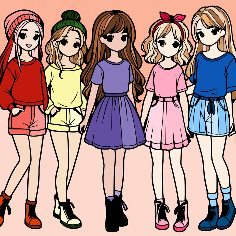 a group of five girls