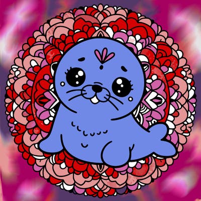 a cute baby seal mandala