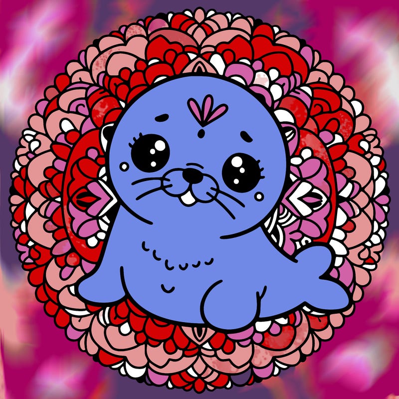 a cute baby seal mandala
