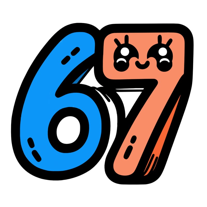 the numbers 67