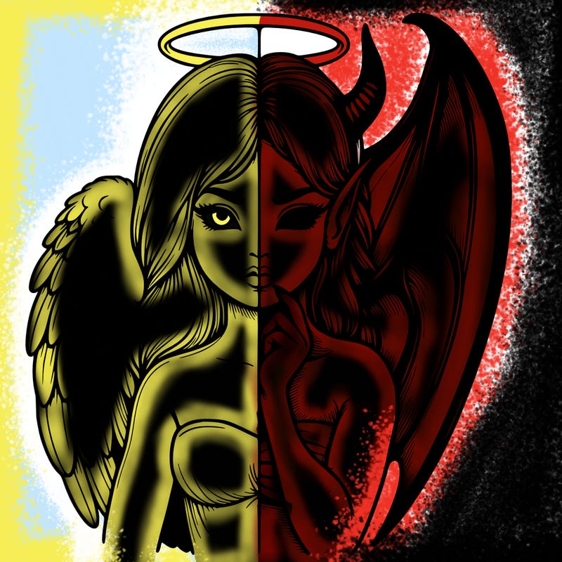 realistic angel half demon