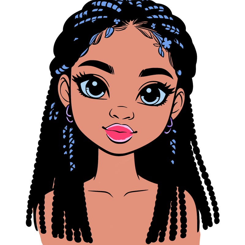 a realistic black girl with braids