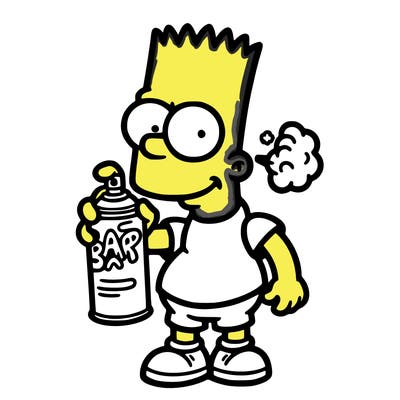 bart with a spray can