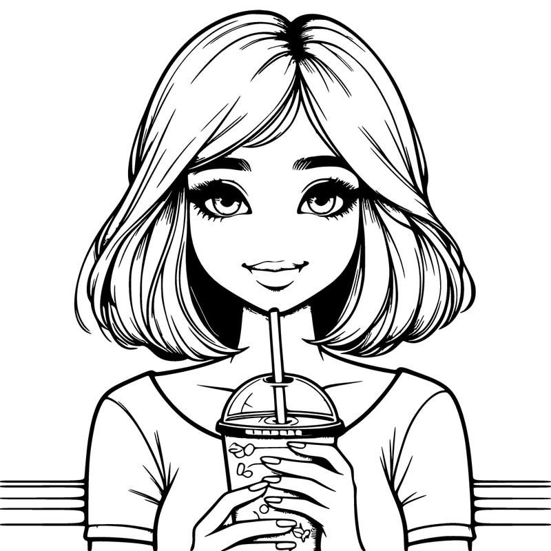 realistic girl with a drink