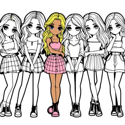 a group of girls realistic