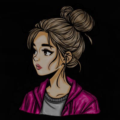 realistic teenage girl with a messy bun