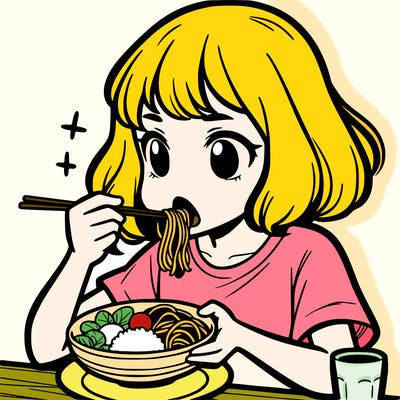 a girl eating food