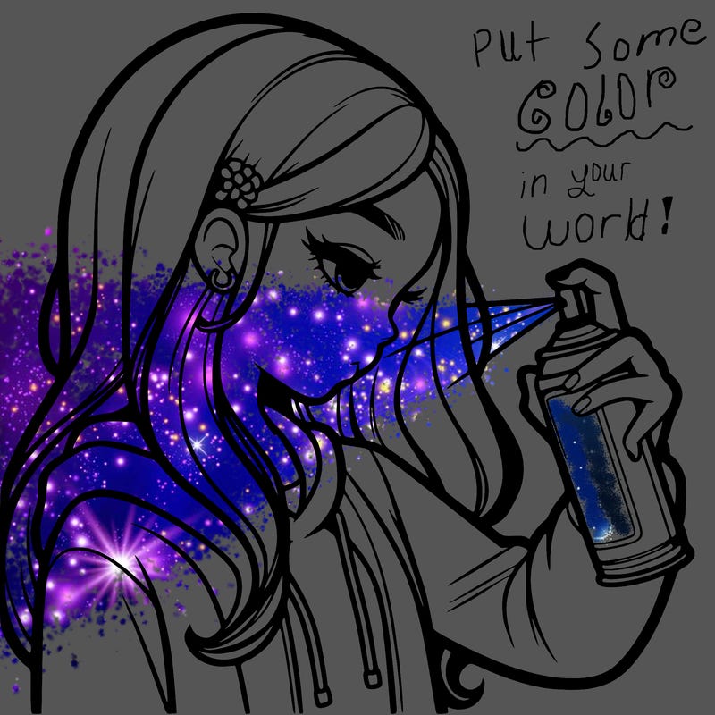 a realistic girl spray painting