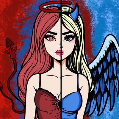 devil vs angel realistic girl