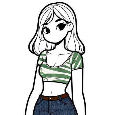 realistic girl wearing a crop top
