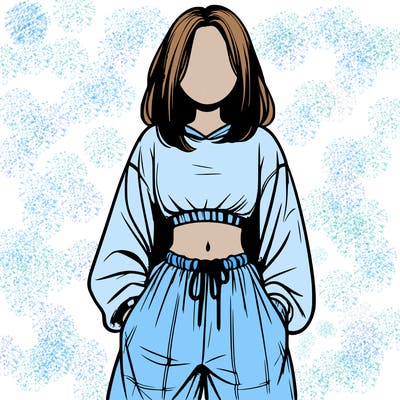 realistic girl faceless with baggy pants and a crop top
