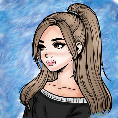 realistic girl with a high ponytail