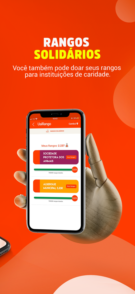 UaiRango - UaiRango mobile app screen for donating to charities in Brazil