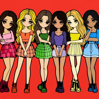 a group of girls realistic