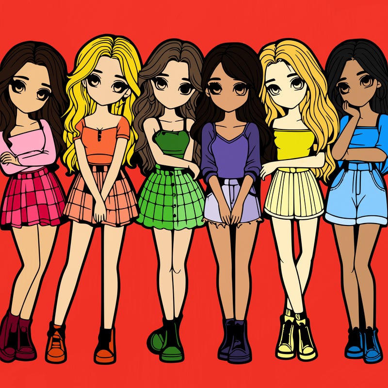 a group of girls realistic