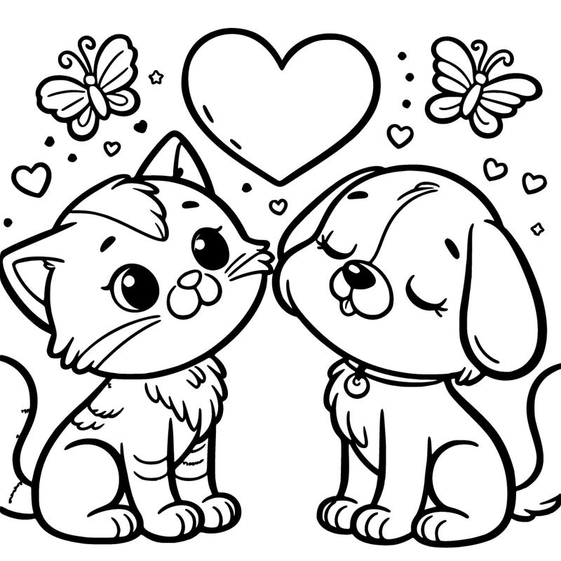 cat and dog make hart