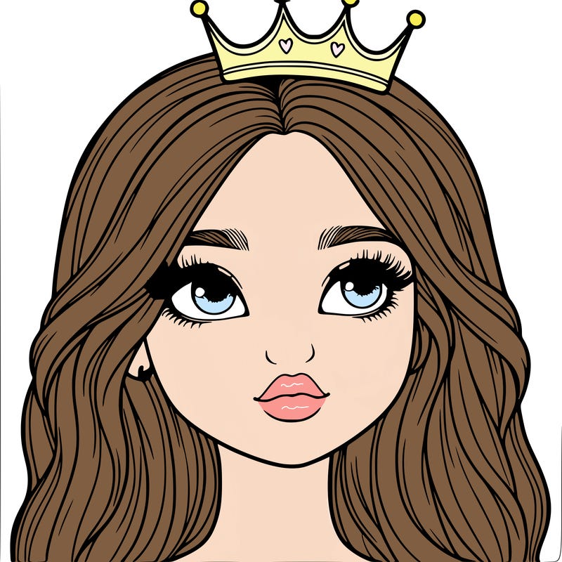 a realistic girl with a crown on