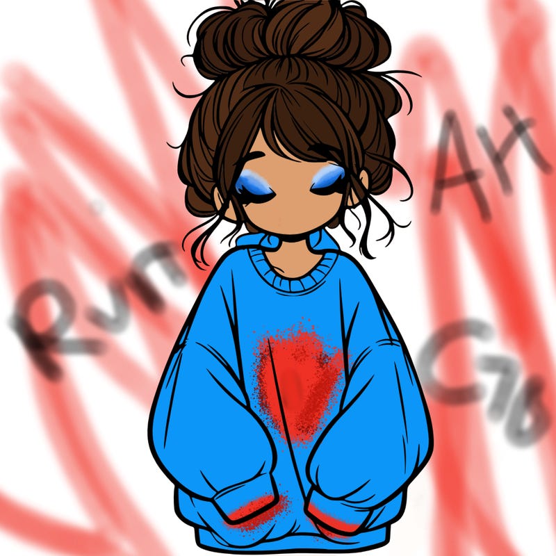 girl with baggy sweatshirt and messy bun