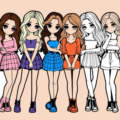 a group of girls realistic