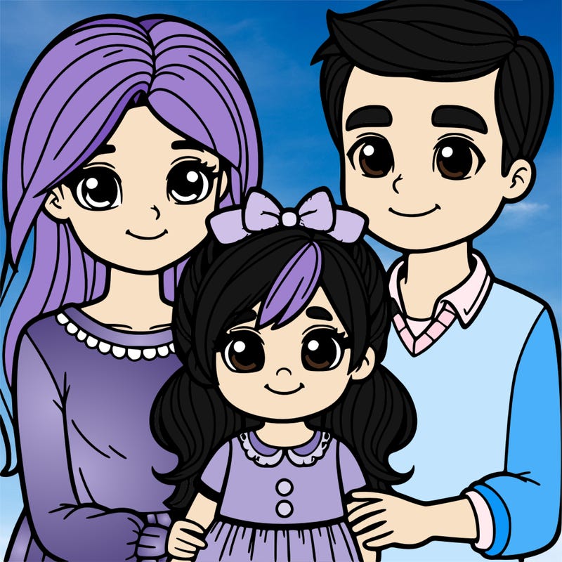 little girl with dad and mom