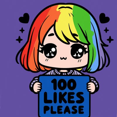 cute girl holding a sign saying 100 likes please