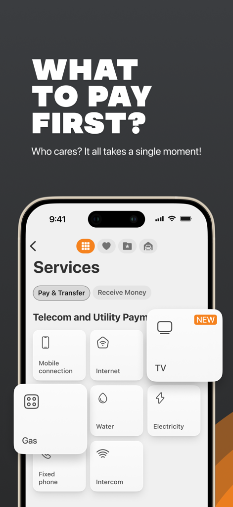 Idram & IDBank - Utility and telecom payment services screen in the Idram and IDBank app.