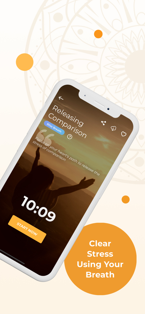 Pause Breathwork Exercises - Pause Breathwork app interface showing a breathing exercise session for stress relief