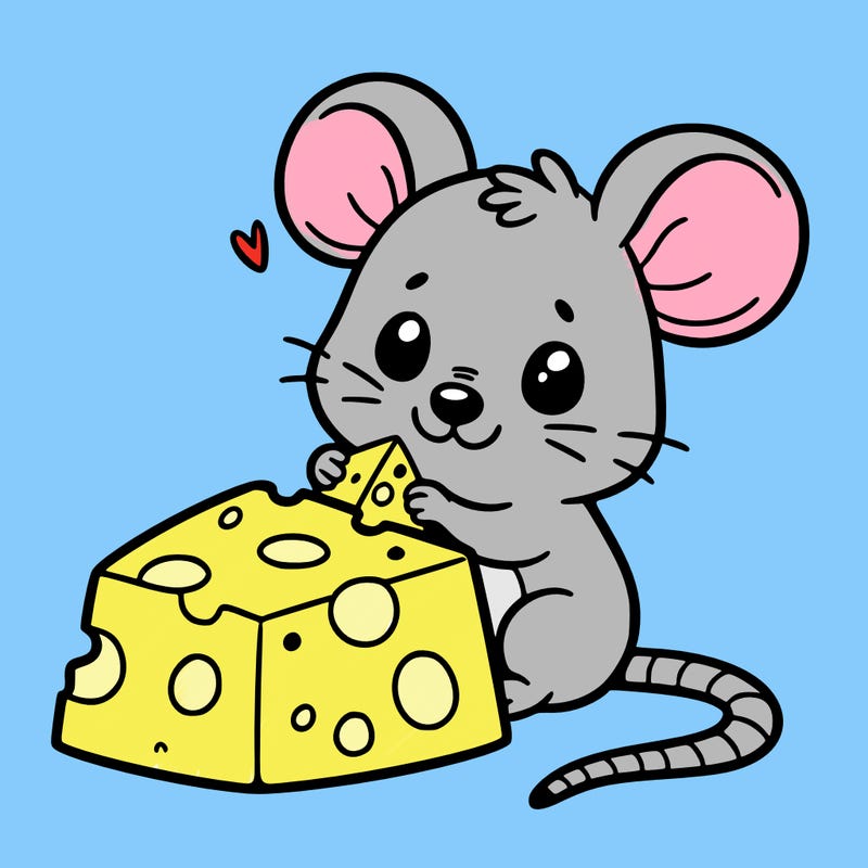 a cute mouse eating a piece of cheese