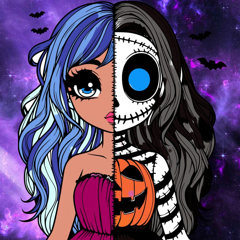 realistic girl halloween split