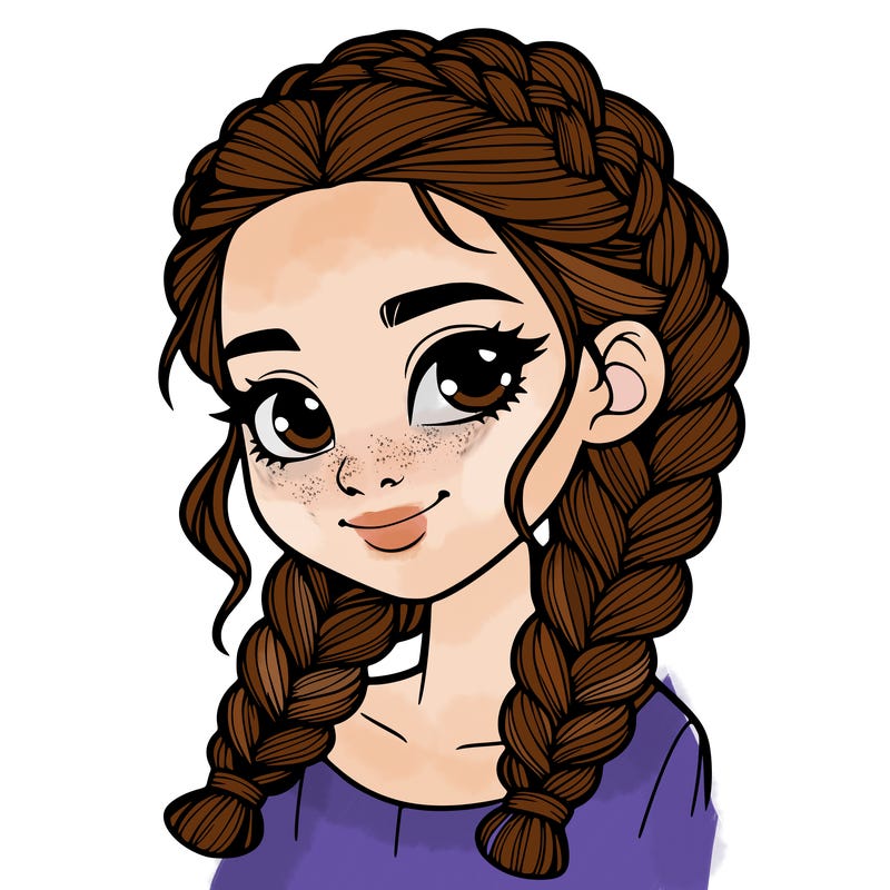 girl with braids realistic