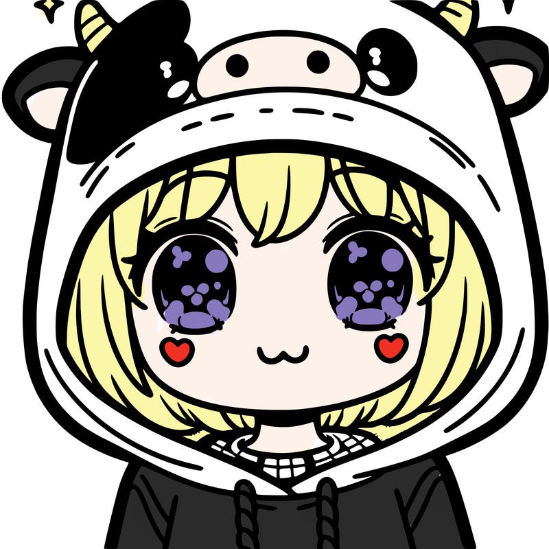 kawaii girl with cow hoodie