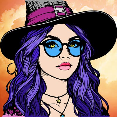 a witch with glasses realistic