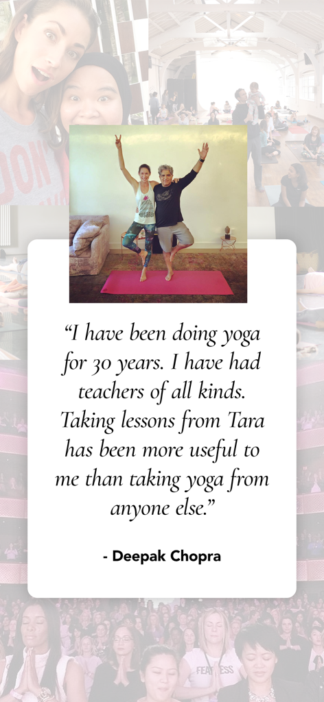 Testimonio y respaldo de Deepak Chopra para Strala Yoga y Tara Stiles