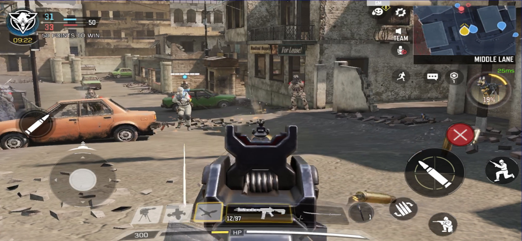 A first person shooter combat scene in Call of Duty Mobile