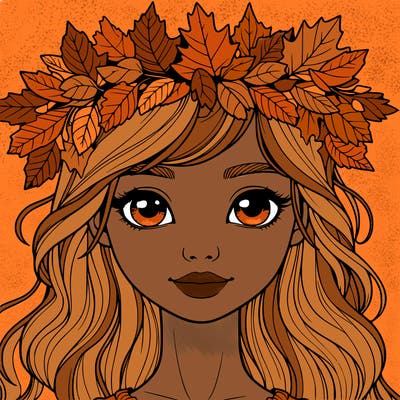 realistic girl with fall leaf crown